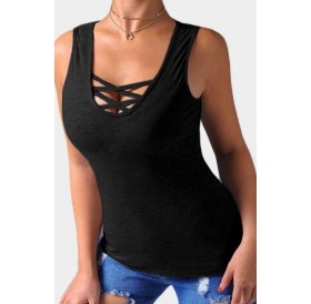Caged Crisscross Casual Tank Top