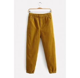 Corduroy Pocket Elastic Waist Casual Pants