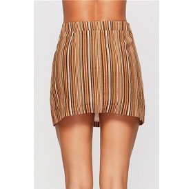 Brown Stripe High Waist Sexy Mini Skirt