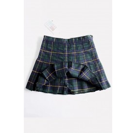 Plaid Print Pleated High Waist Preppy Mini Skirt