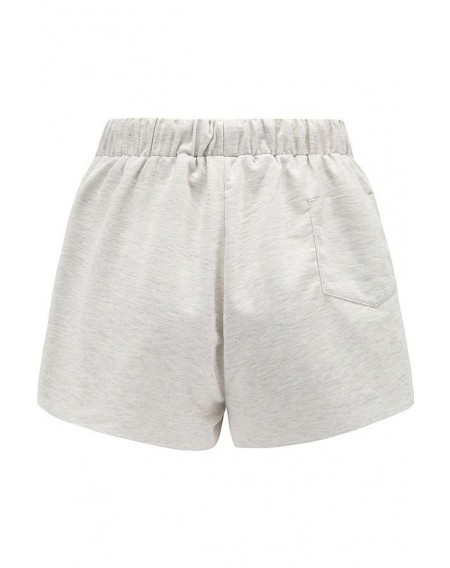 Gray Drawstring Pocket Wide Leg Casual Shorts