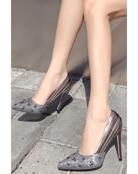 Gray Star Decor Pointed Toe Stiletto High Heel Pumps