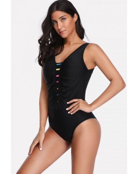 Black Padded Low Back Sexy One Piece Swimsuit