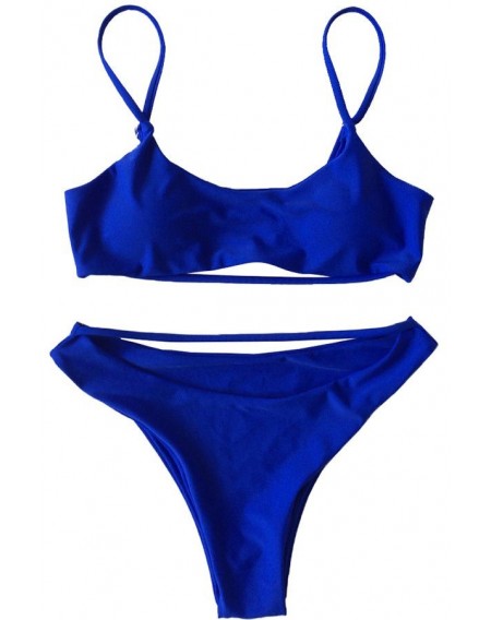 Blue Strappy High Leg Cheeky Sexy Bikini Bathing Suit