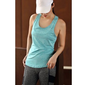 Light-blue Fast Dry T Back Exercise Fitness Tank Top