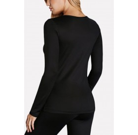 Black Hollow Out Long Sleeve Round Neck Yoga Sports Tee Top