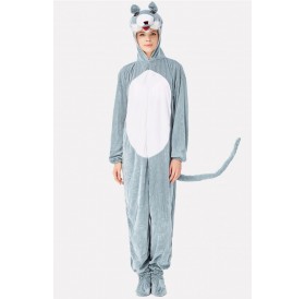 Light-gray Wolf Jumpsuit Kigurumi Halloween Costume