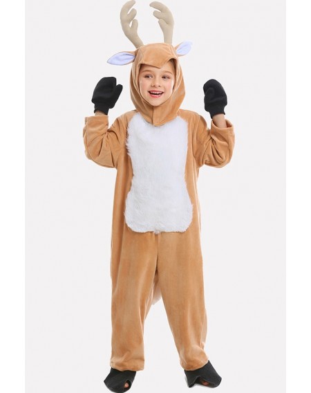 Light-brown Elk Kids Cute Kigurumi Cosplay Costume