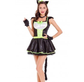 Black Catwoman Fancy Dress Halloween Cosplay Costume