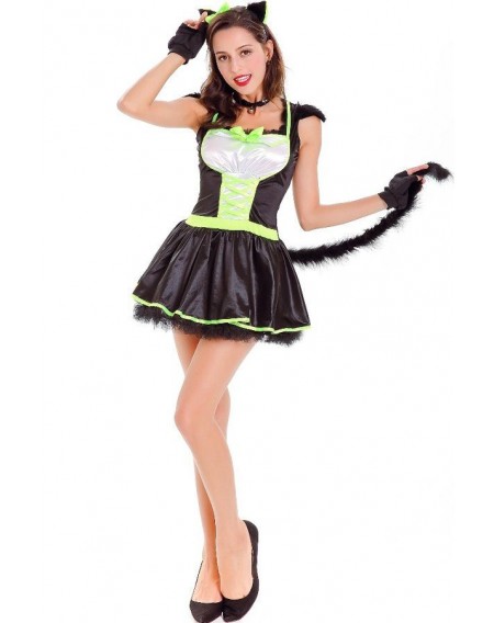 Black Catwoman Fancy Dress Halloween Cosplay Costume