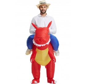 Red Adult Riding Inflatable Tyrannosaurus Costume
