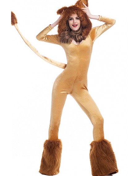 Light Brown Faux Fur Deluxe Lion Cosplay Costume
