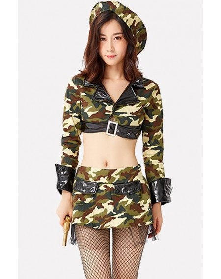 Army-green Camouflage Army Dress Sexy Halloween Costume