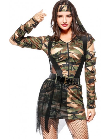 Army-green Camouflage Halloween Army Costume