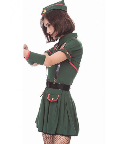 Dark-green Sexy Army Girl Costume