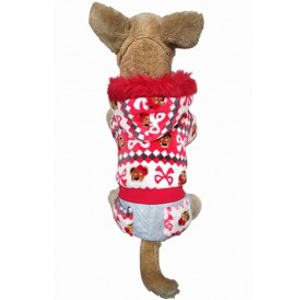 Red Bear Print Thicken Pets Dog Cute Costume