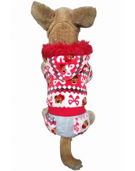 Red Bear Print Thicken Pets Dog Cute Costume