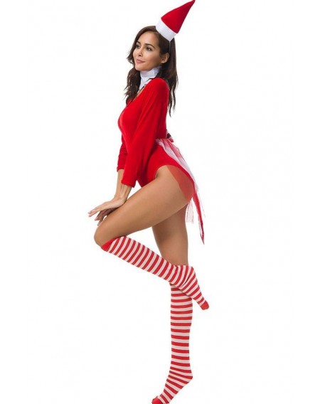 Red Sexy Bodysuit Cosplay Christmas Costume