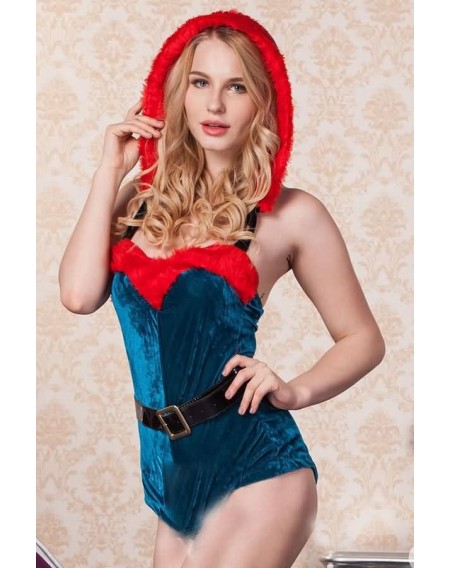 Teal Hooded Bodysuit Sexy Christmas Costume