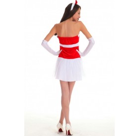 Red White Polka Dot Mini Dress Christmas Costume