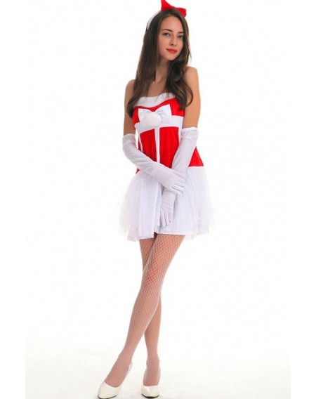 Red White Polka Dot Mini Dress Christmas Costume