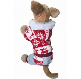 Red Christmas Print Thicken Pets Dog Cute Costume