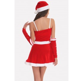 Red Velour Santas Dress Christmas Cosplay Costume