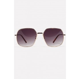 Purple Metal Full Frame Tinted Lens Square Sunglasses