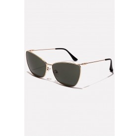 Army Green Tinted Lens Metal Full Frame Cat Eye Sunglasses