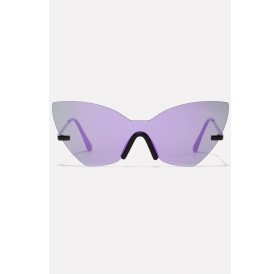 Purple Rimless Tinted Lens Cat Eye Sunglasses
