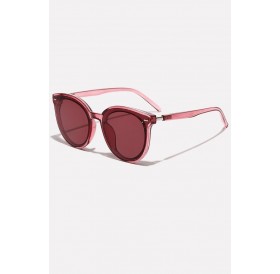 Red Plastic Full Frame Retro Round Sunglasses