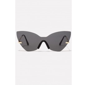 Gray Rimless Tinted Lens Cat Eye Sunglasses