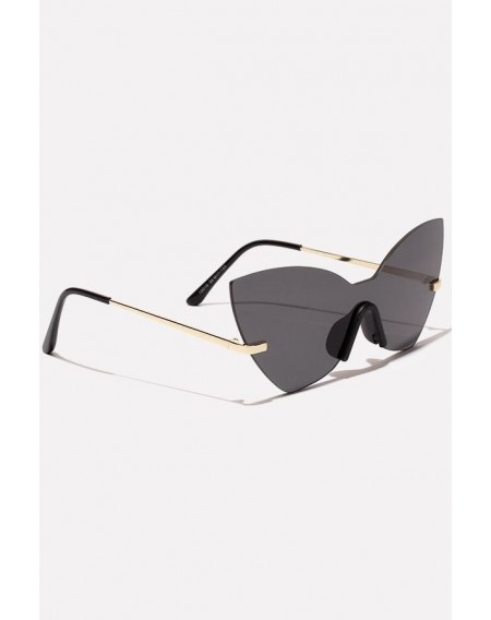 Gray Rimless Tinted Lens Cat Eye Sunglasses