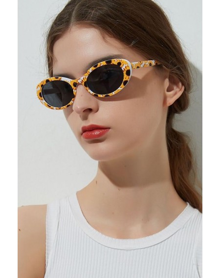Yellow Sunflower Full Frame Tinted Lens Anti Fatigue Oval Sunglasses