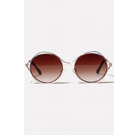 Light Brown Metal Double Rim Anti Uv Sunglasses