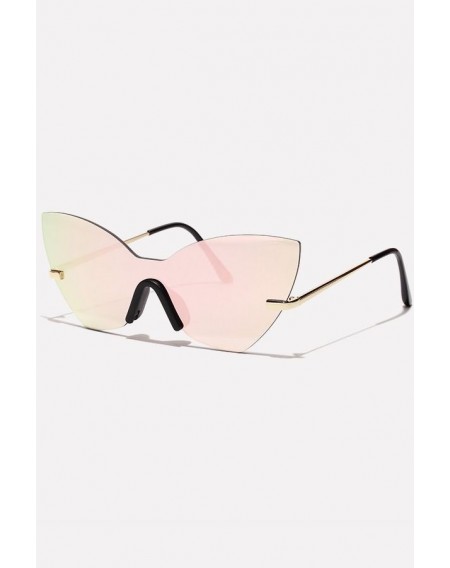 Pink Rimless Tinted Lens Cat Eye Sunglasses