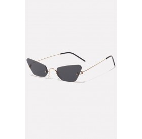Black Rimless Tinted Lens Cat Eye Sunglasses