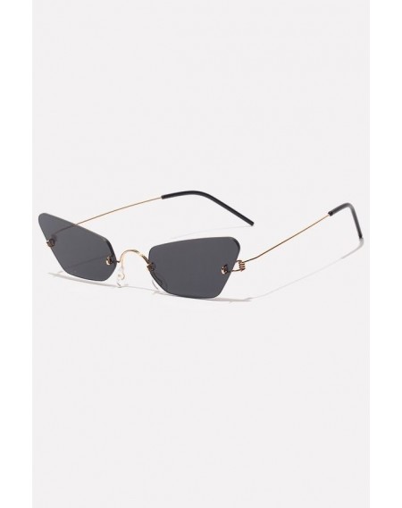 Black Rimless Tinted Lens Cat Eye Sunglasses