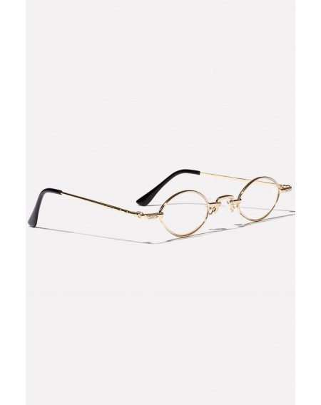 Gold Metal Full Frame Clear Lens Oval Sunglasses