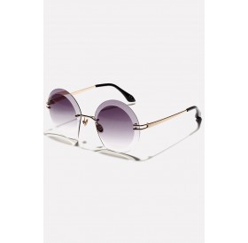 Purple Rimless Tinted Lens Anti Uv Retro Round Sunglasses