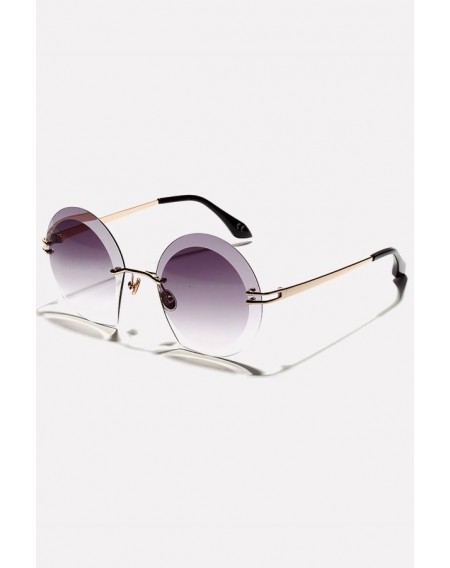 Purple Rimless Tinted Lens Anti Uv Retro Round Sunglasses