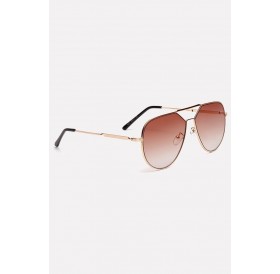 Light Brown Metal Full Frame Tinted Lens Aviator Sunglasses