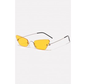 Yellow Rimless Tinted Lens Cat Eye Sunglasses