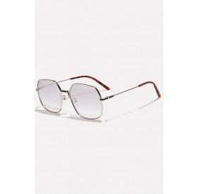 Light-gray Metal Full Frame Tinted Lens Square Sunglasses