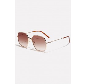 Light-brown Metal Full Frame Tinted Lens Square Sunglasses
