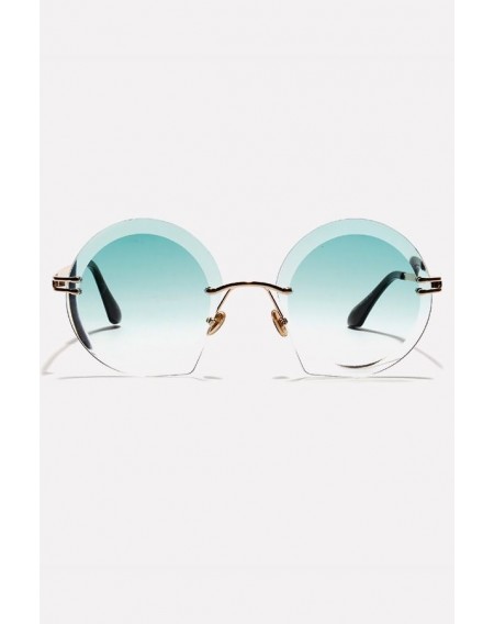 Green Rimless Tinted Lens Anti Uv Retro Round Sunglasses