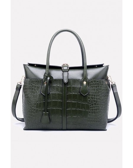 Faux Leather Crocodile Tote Handbag