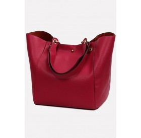 Red Faux Leather Two-piece Tote Handbag Set